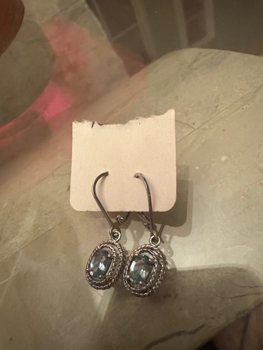 Sterling Silver Blue Topaz Drop Earrings